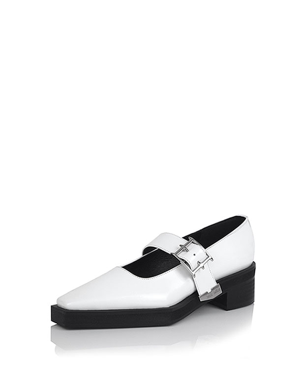 Higher Strap Buckle Loafer white