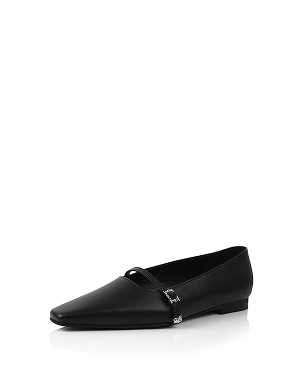 Ore one strap buckle flats black