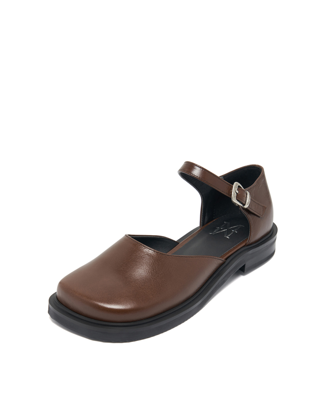 Clam mary Jane sandals loafer brown